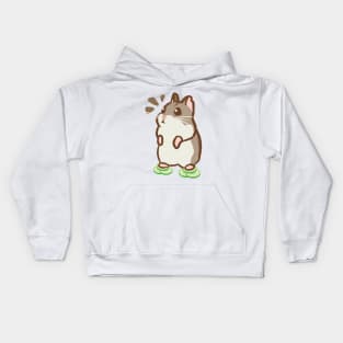 Cute Hamster Standing at the top of the cucumber Kids Hoodie